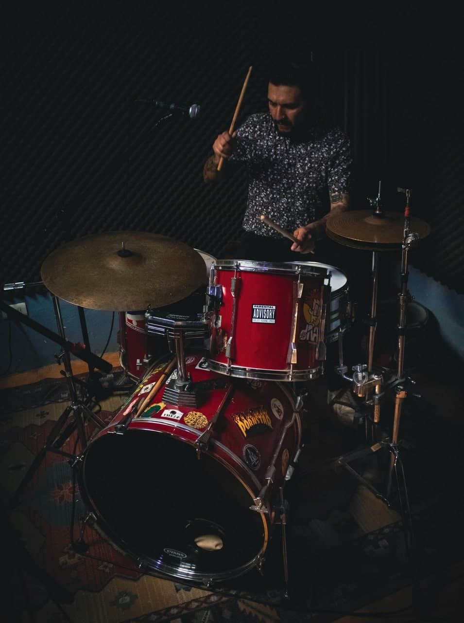 Professional drum kit setup